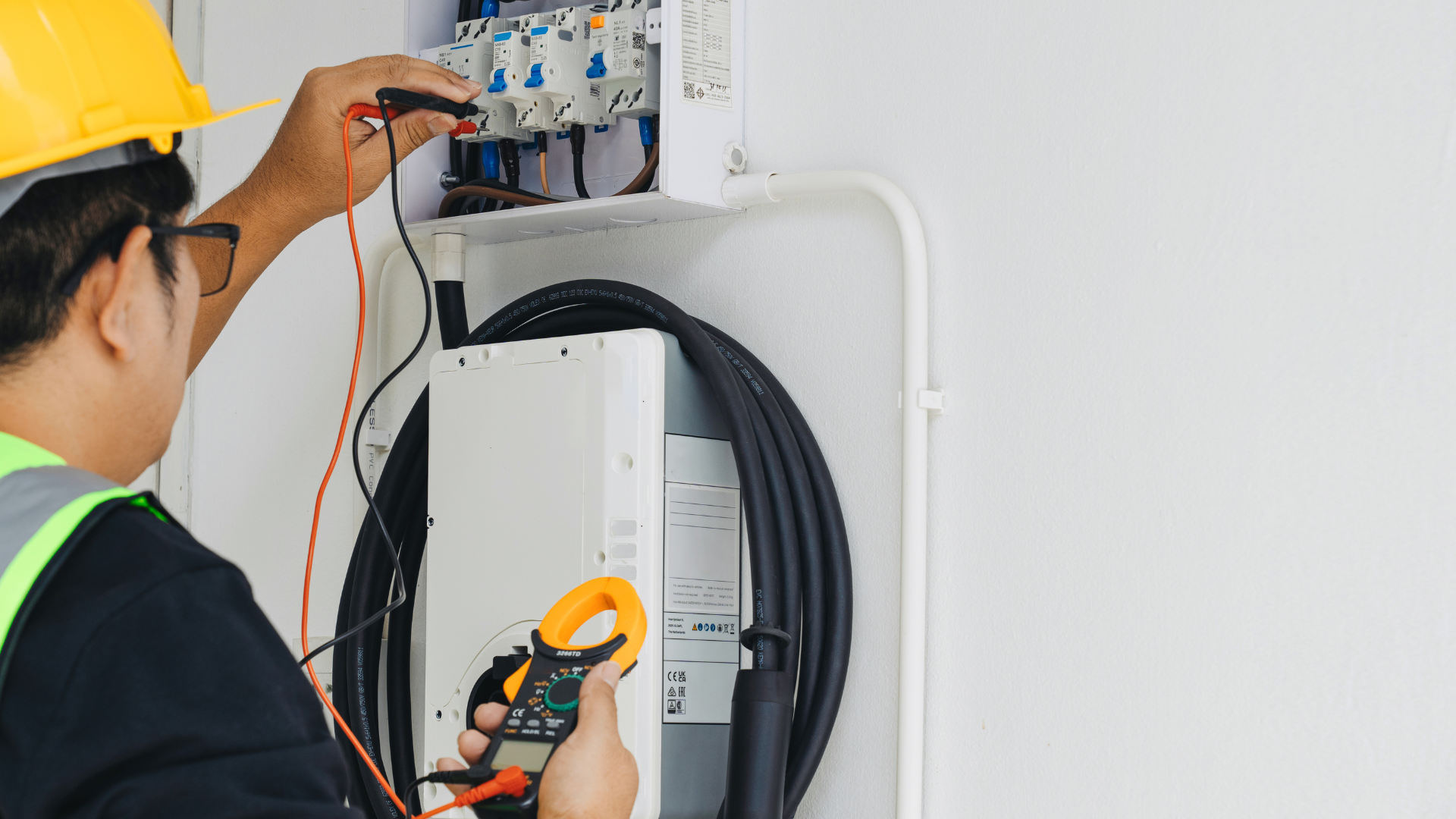 Installateur werkt aan elektrische installatie